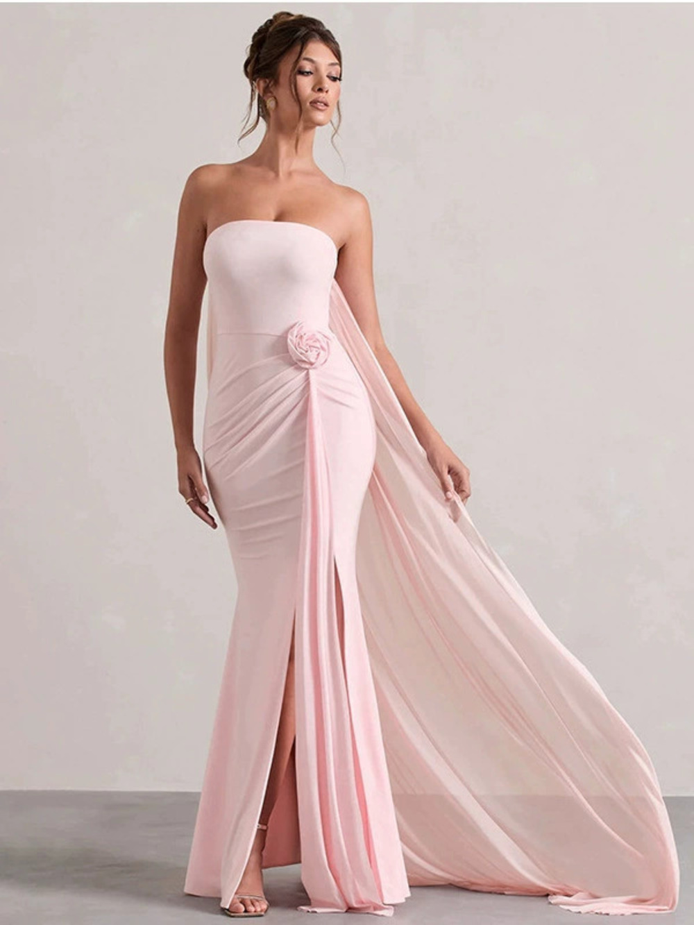 Zara Solid Color Strapless Bodycon Floor Length Dress